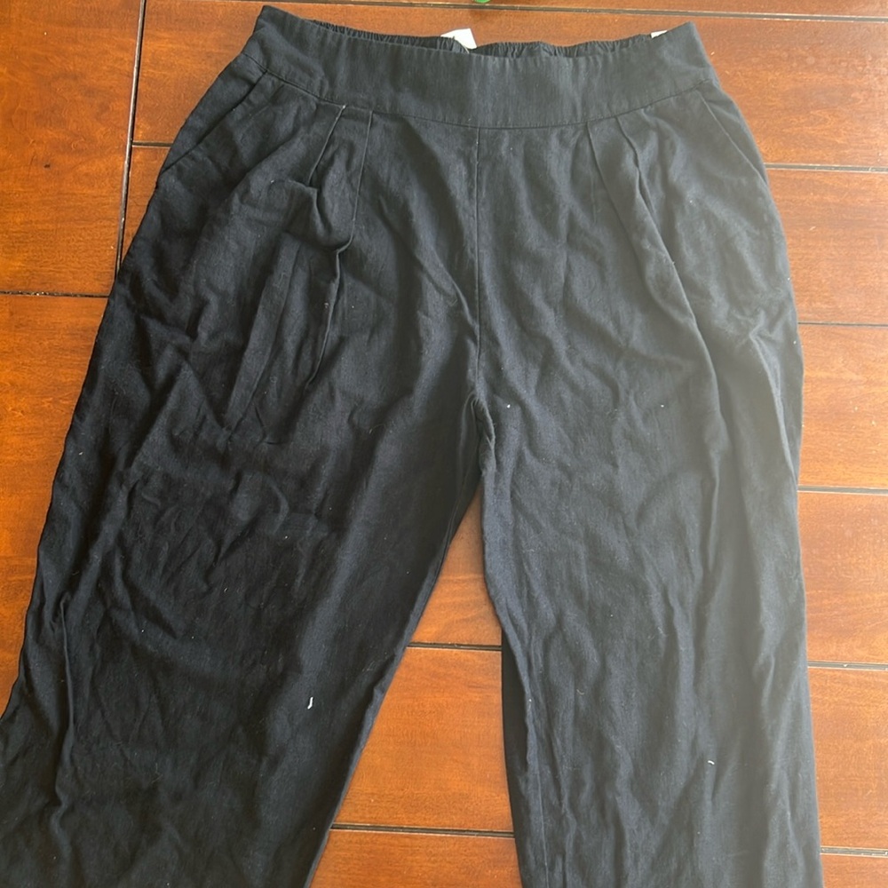 Women’s lightweight wide leg linen Abercrombie & Fitch black pants